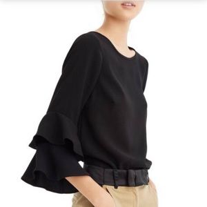 Black J. Crew Lana Tiered Bell sleeve top sz 4